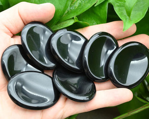 High Quality Polished Black Obsidian Gemstone <b>Worry</b> <b>Stone</b> 8-10 Grams Oval Shape Feng Shui Thumb Massage Meditation Crystal - Product Image 2