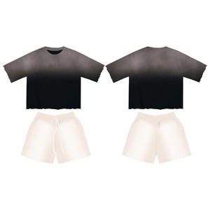 Ensemble short et t-shirt pour homme, logo personnalisé OEM, haute qualité, 230 g/m², surdimensionné, luxe, streetwear, graphique brodé, taille plus - Product Image 1