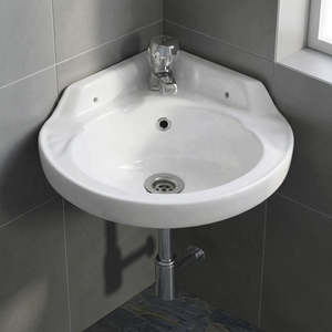 Compact White Ceramic Corner Countertop Wash Basin 15x15 Modern Bathroom Vanity Sink Space Saving Bowl - Product Image 3