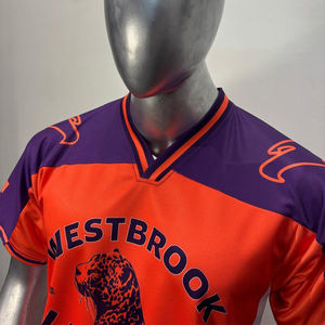 เสื้อฟุตบอลตาข่ายพิมพ์ลายแบบซับลิเมชั่น แห้งเร็ว ผลิตจากโพลีเอสเตอร์/คอตตอน ทรงปกติ  รับสกรีนโลโก้ทีม แขนสั้น สำหรับผู้ใหญ่ - Product Image 5