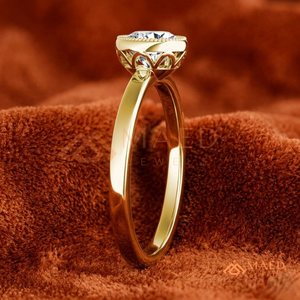 Anillo de compromiso de oro con moissanita de corte redondo para mujer, joyería nupcial minimalista, regalo - Product Image 2