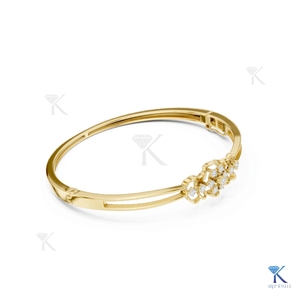 Lab Grown Diamond Floral Filigree <b>Bangle</b> 14K 18K <b>Solid</b> <b>Gold</b> Fine Luxury Unisex Vintage Openwork Jewelry KRUP JEWELS - Product Image 5