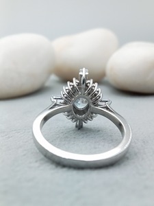 Custom 10K Gold VVS <b>Cushion</b> Cut Solitaire Engagement Wedding Diamond Ring 925 Silver Trendy for Anniversary Gift Party 100% - Product Image 2