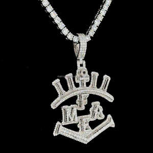 Colgante de Plata de Ley 925 con símbolo de fuego personalizado colgante brillante con moissanita de moda hip-hop con personalidad colgante - Product Image 4