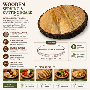 Tabla de cortar y servir de madera natural |   Tabla de cortar rústica con borde de corteza de árbol |   Tabla de Quesos y Servir de Madera Hecha a Mano - Product Image 5