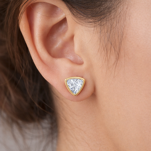 Pendientes de tuerca con diamante trillón de 1 quilate al por mayor en oro macizo de 14K, pendiente solitario minimalista con diamante cultivado en laboratorio para ella - Product Image 6