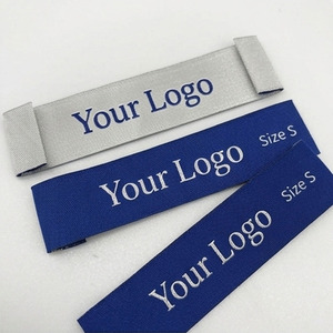 Étiquettes de vêtements tissées personnalisées avec logo, taille XL, en tissu coton, de type rectangulaire, pliées, avec bord coupé à chaud, étiquettes pour vêtements - Product Image 4