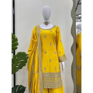 Conjunto de traje de fiesta para mujer con hilo y trabajo de secuencia - Product Image 6