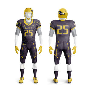 Conjunto de Uniforme de Fútbol Americano Personalizado en Morado y Dorado para Hombre, Sublimado, con Pantalones a Juego - Product Image 3