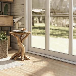 Mesa redonda artesanal, mesa de madera maciza, mesa rústica para sala de estar, decoración del hogar con MOQ bajo - Product Image 3