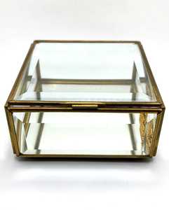 Nordic Style Gold Metal Trim <b>Glass</b> Jewelry <b>Box</b> Aesthetic Mirrored Trinket Organizer Modern Cosmetic Storage <b>Box</b> <b>Glass</b> Display - Product Image 3