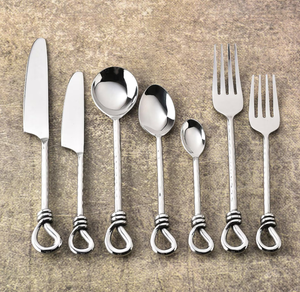 Couverts royaux or et argenterie ensemble de vaisselle 304 couverts en acier inoxydable couteaux et cuillères pour la cuisine - Product Image 1