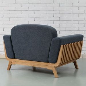 Fauteuil lounge scandinave moderne avec structure en teck massif - Product Image 2