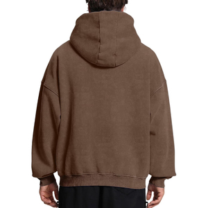 Sweat à capuche zippé marron pour homme, coupe ample, avec poches, style streetwear décontracté, vêtement d'extérieur, qualité supérieure, OEM, collection 2026 - Product Image 2