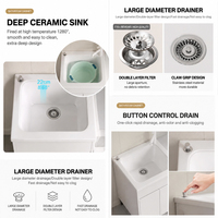 Meuble de lavabo en aluminium et céramique avec évier à plateau, système de vidange à clic et vasque intégrée pour villa