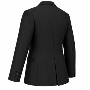 Blazer noir pour homme à simple boutonnage, col cranté, coupe classique, infroissable, en polyester, style britannique, veste de costume formelle - Product Image 6