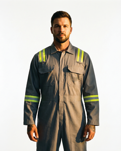 Overol de Trabajo Gris para Hombre con Franjas Reflectantes, Manga Larga, Uniforme - Product Image 4