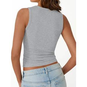 FOXA 2025, moda de verano, camisetas sin mangas acanaladas para mujer, cuello alto, diseño transpirable sin mangas para entrenamiento y trajes de vacaciones en la playa - Product Image 2