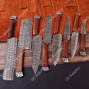Juego de Cuchillos de Chef de Acero de Damasco, Afilados como una Navaja, Profesionales, Multifuncionales, de 8 Piezas, Ecológicos, para Uso Diario, con Mango de Madera de Palisandro y Funda de Cuero - Product Image 4