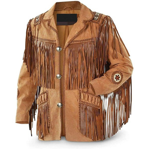 Best Western Fringe <b>Suede</b> Leather <b>Jacket</b> Classic Cowboy Style Fashion Outerwear Manufacturer Bulk Supply - Product Image 3
