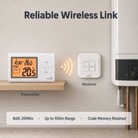 Termostato Digital Inalámbrico Programable con Retroiluminación Blanca, 868.35MHz, Alcance de 100m, 2 Pilas AAA, para Dormitorio o Garaje