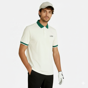 Chemises pour hommes OEM en gros, chemises de sport en coton à manches courtes grande taille pour hommes, logo personnalisé, contraste de couleurs, golf, tricotées unies - Product Image 1