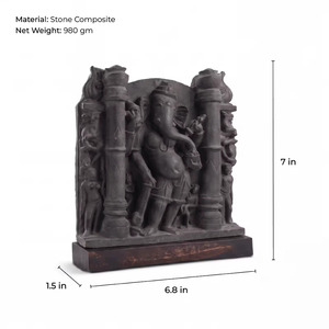 Sculpture en pierre de Ganesha féminin Vinayaki |   Réplique d'art du patrimoine hindou du XIe siècle, finition artisanale, table traditionnelle, respectueuse de l'environnement - Product Image 4