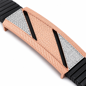 18K Rose Gold Diamond Geometric Link Bracelet for Women High Polish Luxury Contemporary Daily Wear Party Wedding Gift Jewelry - Product Image 3