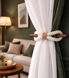 White Cotton Rope Curtain Tie Back: Handmade Eco Home Decor - Product Image 3