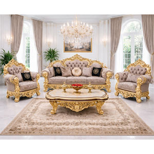 Juego de Sala de Estar Estilo Princesa con Tallado a Mano de Lujo, Juego de Sofá de 5 Plazas con Mesa de Centro, Juego de Sofá de Madera Tallada de Primera Calidad, Hecho en EE. UU. - Product Image 1