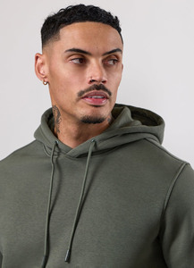 Men's Olive Green Hooded <b>Tracksuit</b> Set Full Length Solid Color Casual Sweatshirt with Side Pockets and Jogger Pants - Product Image 5