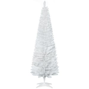 Albero di Natale Bianco Sottile con 390 Punte Realistiche, Albero di Natale Artificiale a Matita con 6 Rami e Base in Plastica - Product Image 1