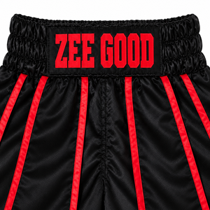 Zee Good Boxing Shorts <b>Men</b> <b>Skirt</b> Black Red Trim Heat Transfer Printing Regular Fit Breathable Polyester Adult Martial Arts Wear - Product Image 5