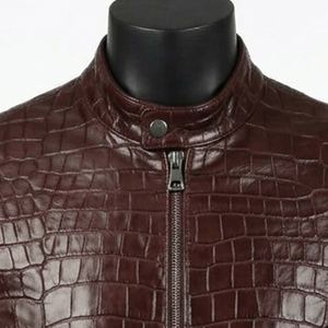 Chaqueta de Cuero Genuino de Moda al por Mayor con Cremallera, Precio de Mayoreo, Chaqueta de Cuero PU de Color Sólido para Invierno - Product Image 4