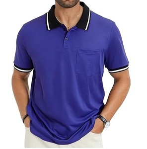 Camisetas de algodón a la moda para hombre, polos personalizados para golf, camisetas deportivas de fitness con contraste de color, ropa transpirable para hombre, polos. - Product Image 1