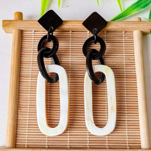 Ethnic Horn <b>Earrings</b> with Rustic Finish Handmade Eco-Friendly Design Natural Shape Adds Charm to Modern Outfits - Product Image 2