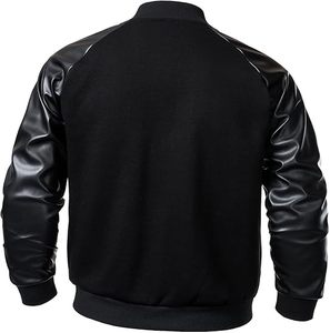 Chaquetas Varsity de Alta Calidad para Hombre, Cuello Alto Delgado, Ligeras, de Lana para Invierno, Mangas de Cuero, Diseño Exclusivo, Frente de Tela Lisa - Product Image 3