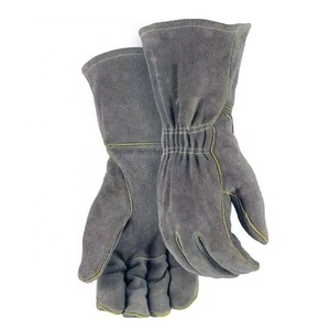 Gants de soudage en cuir fendu gant de soudeur en cuir résistant à la flamme avec poignet élastique cousu - Product Image 2