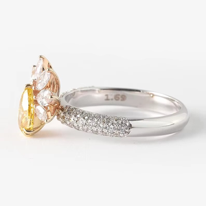 Moissanite Floral Fancy Yellow Pear Cut Cluster <b>Ring</b> For Women's original 925 Silver <b>Fine</b> Yellow Rhodium Proposal Gift For Her - Product Image 4