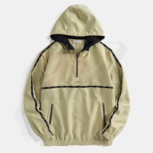 Chaqueta Cortavientos Personalizada para Hombre, con Media Cremallera, Capucha, Ligera, Impermeable, Deportiva, para Correr, Estilo Anorak, Informal, para Uso al Aire Libre - Product Image 1