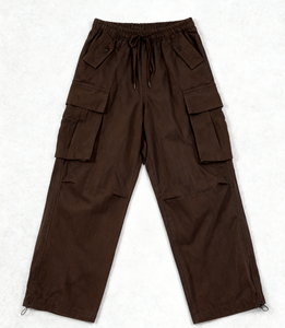 Custom Canvas Track Pants Loose Baggy Wide Leg Lightweight Waterproof Breathable Windproof Mens Vintage Cargo Drawstring Closure - Product Image 2