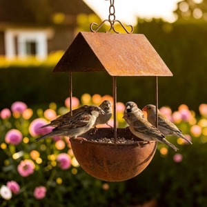 Bain d'oiseaux suspendu vintage fait main en fer, abreuvoir décoratif pour oiseaux de jardin extérieur, bol décoratif pour oiseaux de cour, décoration de jardin - Product Image 6