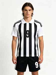 Conjunto de 2 piezas de fútbol unisex personalizado para niños y adultos, kit personalizado para padres e hijos, rayas blancas y negras, deportes de equipo escolares al aire libre - Product Image 4