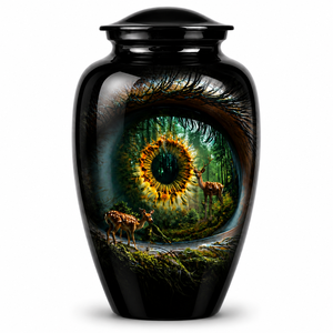 Autocollant commémoratif cerf de la nature avec urne funéraire en émail pour cendres humaines - Product Image 4