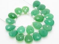 Pierre naturelle de chrysoprase verte de qualité supérieure, calcédoine faite à la main, facettée en forme de goutte, pierre lâche 14x10mm, trou de 0,50mm, certifiée par un tiers