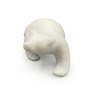 Estatua de Oso Polar Tallada en Piedra Blanca de Primera Calidad, Estilo de Arte Popular Animal, Color Personalizado, Decoración para el Hogar, Regalo Competitivo - Product Image 1