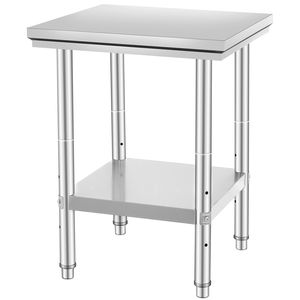 Tavolo da Preparazione Resistente 24 X 24 X 31 Pollici, Capacità di Carico 700 Libbre, 3 Livelli di Altezza Regolabili, in Acciaio per Cucine Commerciali - Product Image 1