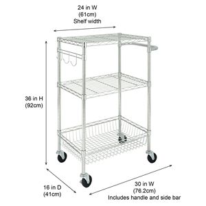 Nuovo Carrello Portaoggetti Multiuso a 3 Ripiani con Ruote, Finitura Cromata, Capacità 495 libbre per Soggiorno e Bagno - Product Image 4