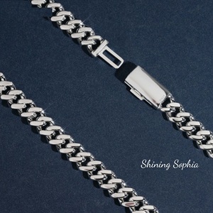 Luxury Blue White Moissanite Cuban Link Chain <b>Necklace</b> Iced Hip Hop Jewellery <b>Statement</b> Piece 925 Sterling Silver Gold/Silver - Product Image 2