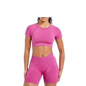 Conjunto de Yoga Personalizado al por Mayor, Tallas Grandes, con Contraste de Color, a Prueba de Impactos, Sujetador Deportivo con Espalda Cruzada y Pantalones Cortos de Cintura Alta para Correr y Entrenar - Product Image 5
